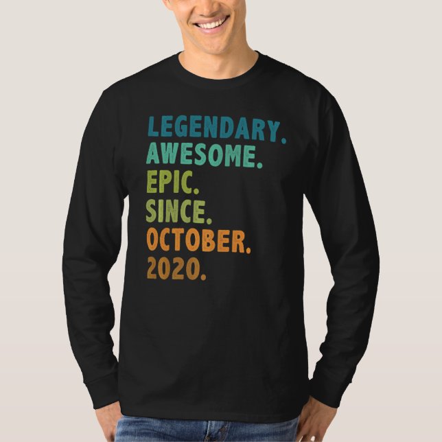 2 Year Old  Legend Since October 2020 2nd Birthday T-Shirt (Front)