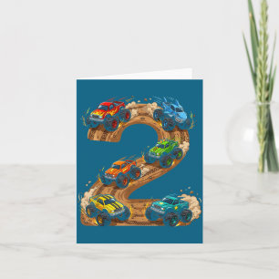 2 Year Old Monster Truck Boy Toddler 2nd Birthday  Card