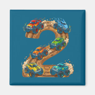 2 Year Old Monster Truck Boy Toddler 2nd Birthday  Magnet