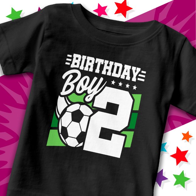 2 Year Old Soccer Football Party 2nd Birthday Boy Baby T-Shirt (Creator Uploaded)