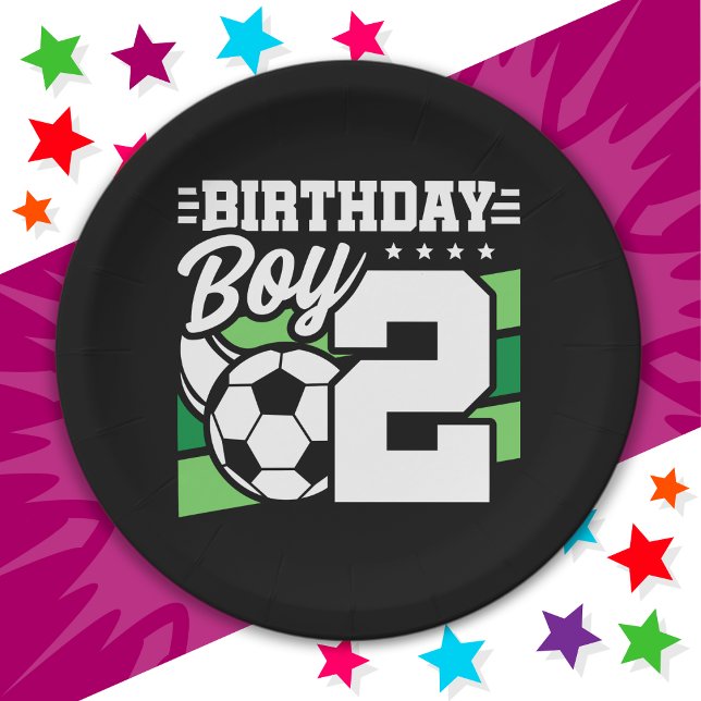 2 Year Old Soccer Football Party 2nd Birthday Boy Paper Plate (Creator Uploaded)