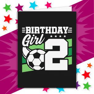 2 Year Old Soccer Football Party 2nd Birthday Girl Card