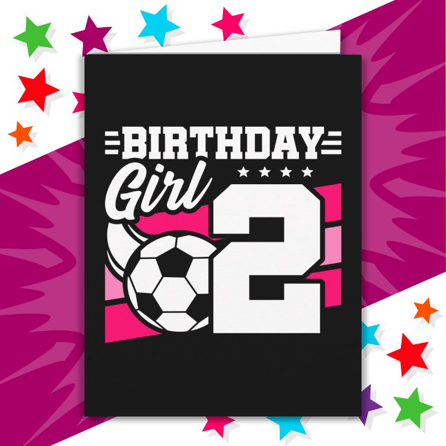 2 Year Old Soccer Football Party 2nd Birthday Girl Card (Creator Uploaded)
