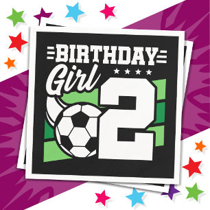 2 Year Old Soccer Football Party 2nd Birthday Girl Napkin