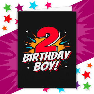 2 Year Old Superhero Birthday Boy 2nd Birthday Card