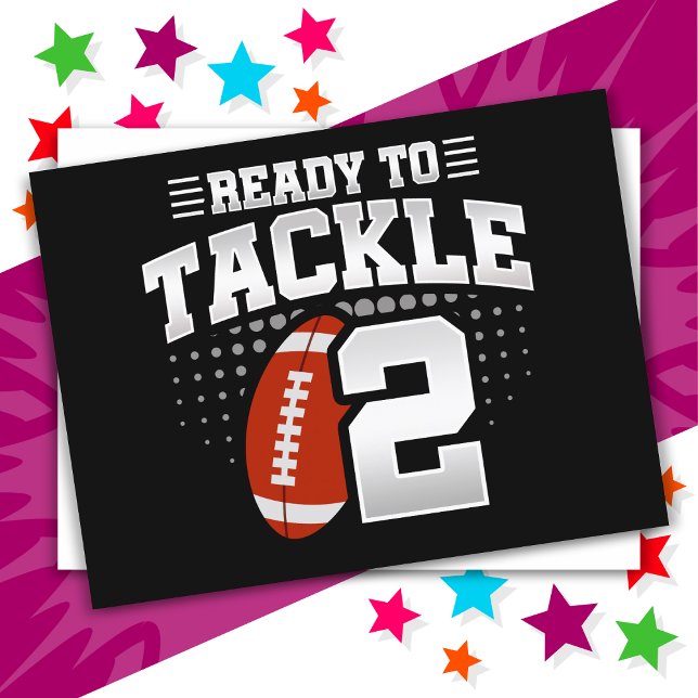 2 Year Old Tackle Football Party Kids 2nd Birthday Postcard (Creator Uploaded)