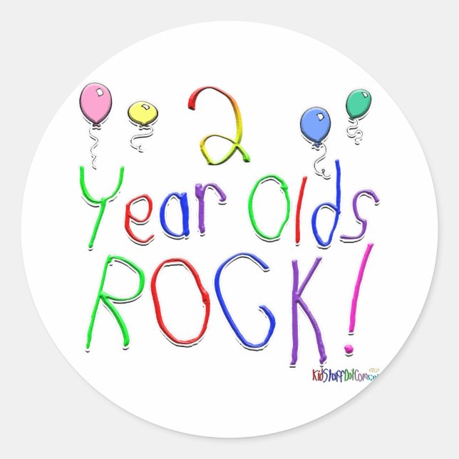 2 Year Olds Rock ! Classic Round Sticker (Front)