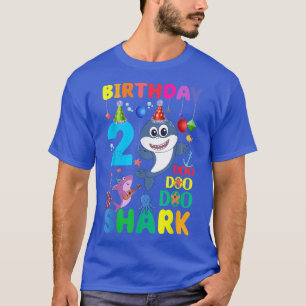 2 Years Birthday Kids Cute Shark Birthday Matching T-Shirt