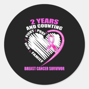 2 years cancer 2 year breast cancer survivor  classic round sticker