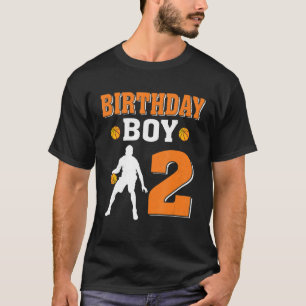 2 Years Old 2nd Birthday Boy Basketball  Party T-Shirt