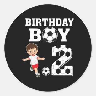 2 Years Old 2nd Birthday Boy Soccer Lover Party  Classic Round Sticker