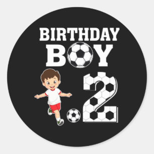 2 Years Old 2nd Birthday Boy Soccer Lover Party Classic Round Sticker
