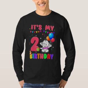 2 Years Old 2nd Birthday Elephants Boys Awesome Si T-Shirt