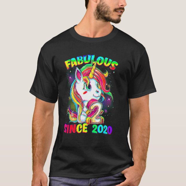 2 Years Old 2nd Birthday Unicorn Girl Fabulous Sin T-Shirt (Front)