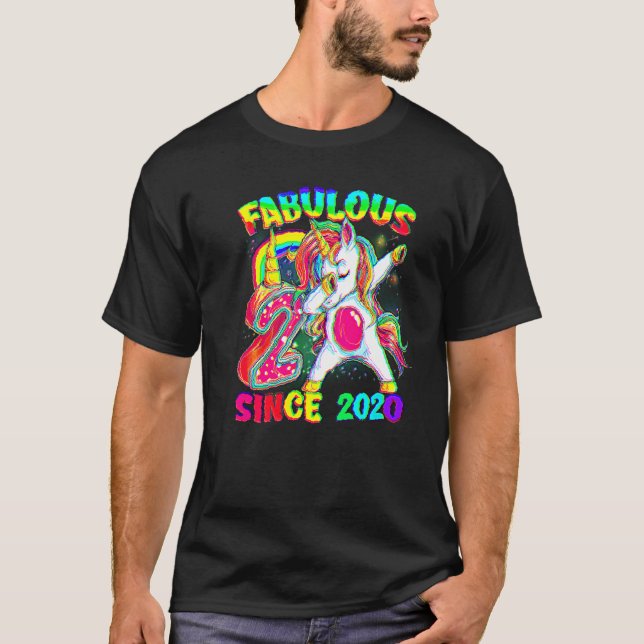 2 Years Old 2nd Birthday Unicorn Girl Fabulous Sin T-Shirt (Front)