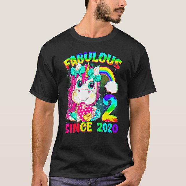 2 Years Old 2nd Birthday Unicorn Girl Fabulous Sin T-Shirt (Front)