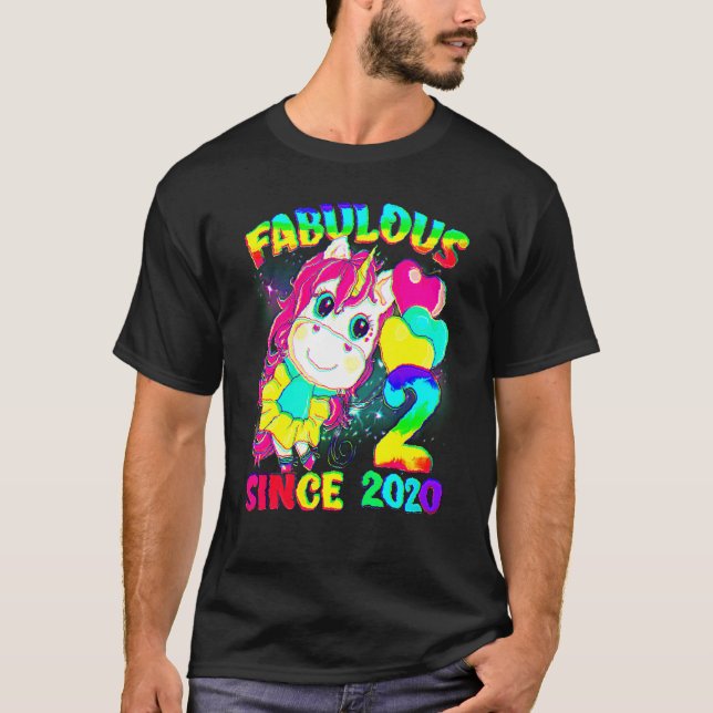 2 Years Old 2nd Birthday Unicorn Girl Fabulous Sin T-Shirt (Front)