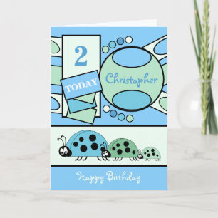 2 years old any age ladybirds blue green card