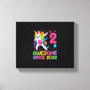 2 Years Old Awesome Since 2022 2nd Birthday Unicor Canvas Print