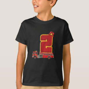 2 Years Old Birthday Boy Gifts Firefighter T-Shirt