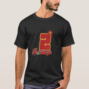 2 Years Old Birthday Boy Gifts Firefighter T-Shirt