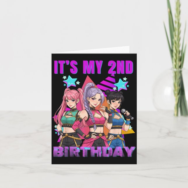 2 Years Old Birthday K P Kids 2nd Birthday Girls K Card (Front)