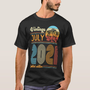2 Years Old Birthday  Vintage July 2021 Girls Boys T-Shirt