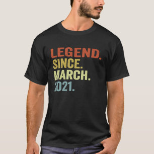 2 Years Old Boy Legend Since March 2021 2nd Birthd T-Shirt