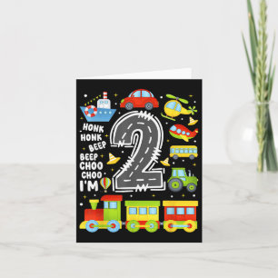2 Years Old Boys Girls Kids 2nd Birthday Transport Card