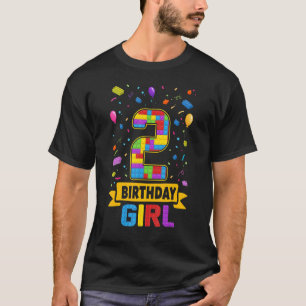 2 Years Old Building Blocks 2nd Birthday Girl Mast T-Shirt