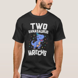 2 Years Old Dinosaur Birthday Party 2nd Bday T Rex T-Shirt