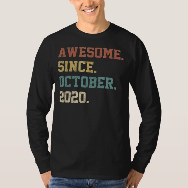 2 Years Old Funny Awesome Since October 2020 2nd B T-Shirt (Front)