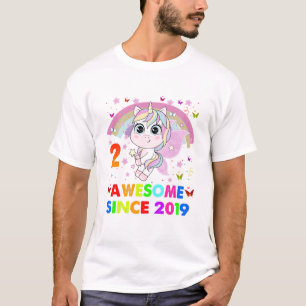 2 Years Old Unicorn Cutie 2nd Birthday Unicorn Gif T-Shirt