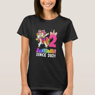 2 Years Old Unicorn Dabbing 2nd Birthday Girl Teen T-Shirt