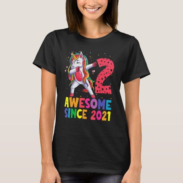 2 Years Old Unicorn Dabbing 2nd Birthday Girl Unic T-Shirt (Front)