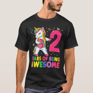 2 Years Old Unicorn Flossing 2Nd Birthday Girl Uni T-Shirt