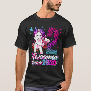 2 Years Old Unicorn Flossing 2nd Birthday Girl Uni T-Shirt