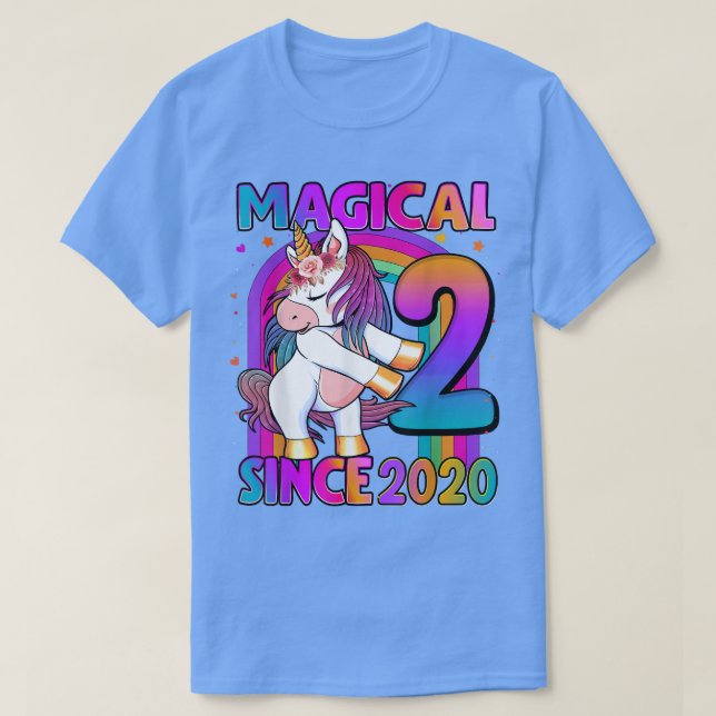 2 Years Old Unicorn Flossing 2nd Birthday Girl Uni T-Shirt (Design Front)