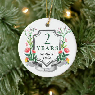 2 Years Sober Personalised Sobriety Anniversary Ceramic Tree Decoration