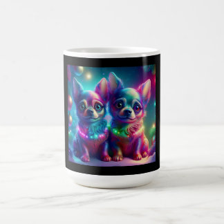 2 Young Chihuahua Pups In Colorful Christmas Scene Coffee Mug