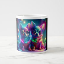 2 Young Chihuahua Pups In Colorful Christmas Scene