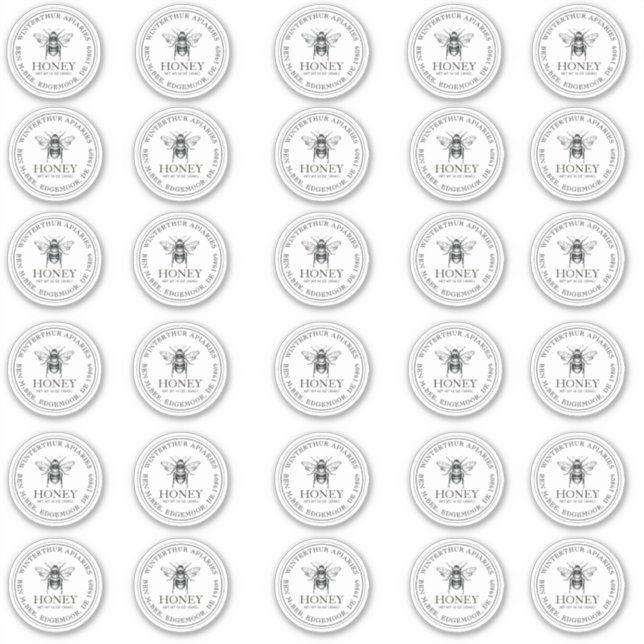 2" Your Name Here Editable White Honey Jar Bee (Front)