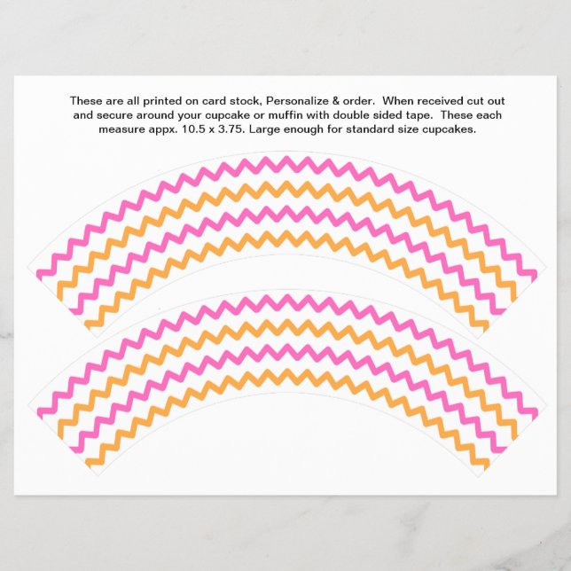 2 Zig zag Generic Personalise Cupcake Wrappers (Front)