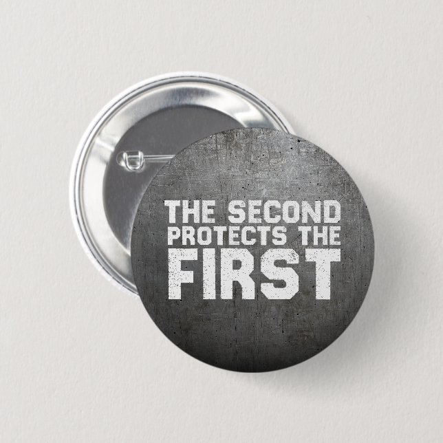2A  Second protects the first Free Speech Gun 6 Cm Round Badge (Front & Back)