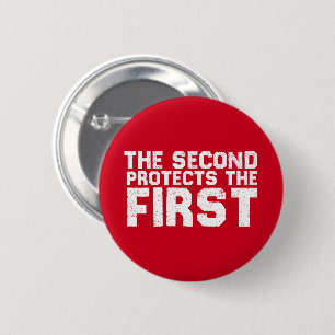 2A Second protects the first Free Speech Gun 6 Cm Round Badge