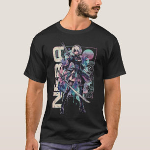 2B YoRHa NieR Vaporwave Retro 80s Pink Teal Portra T-Shirt