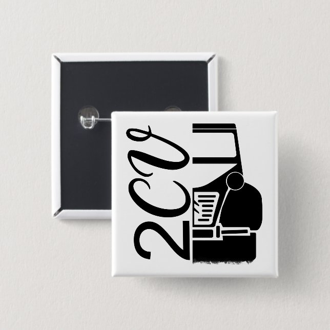 2CV Deux Chevaux Black Chic Script Font Typografie 15 Cm Square Badge (Front & Back)