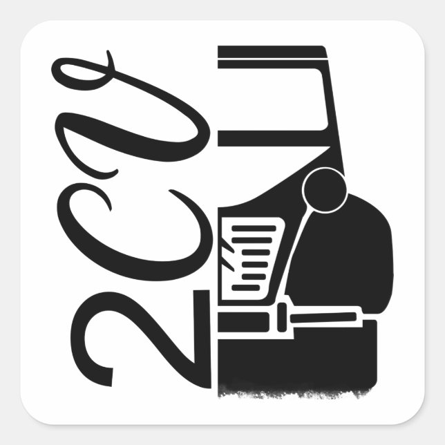 2CV Deux Chevaux Black Chic Script Font Typografie Square Sticker (Front)
