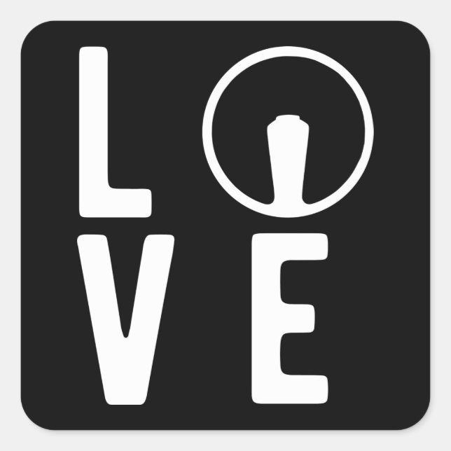 2CV Deux Chevaux Minimalist Love Typography Square Sticker (Front)