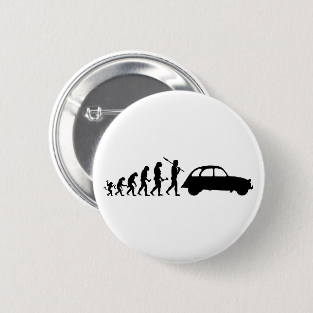 2CV Deux Chevaux Oldtimer French Car Evolution 6 Cm Round Badge (Front & Back)